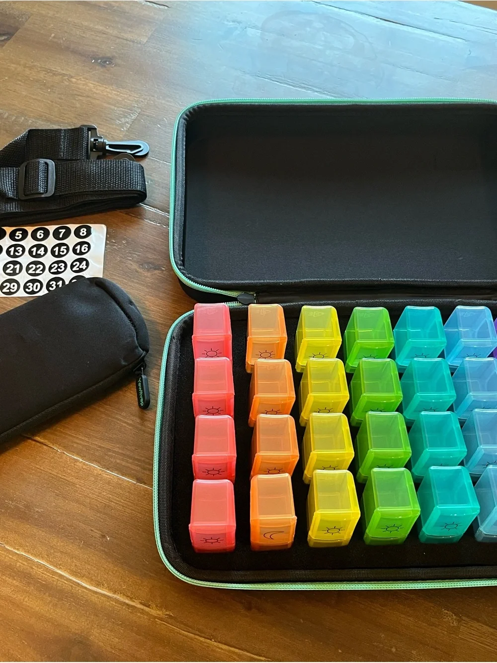 Portable Multi-Color Weekly Pill Organizer Case - Rainbow